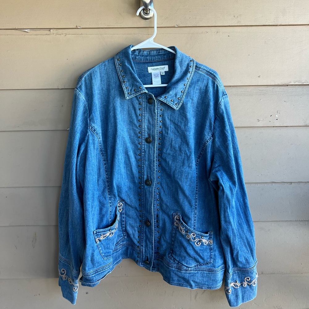 Vintage Coldwater Creek Denim Button Down Jacket Size 2X